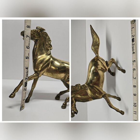 Brass Horse Figurine Galloping 11 1/2" Vintage Equestrian - Picture 8 of 8